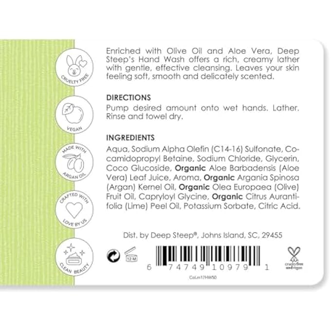 Deep Steep ARGAN OIL LIQUID HAND WASH, COCONUT LIME, 17.6 FLUID OUNCE - Image 2